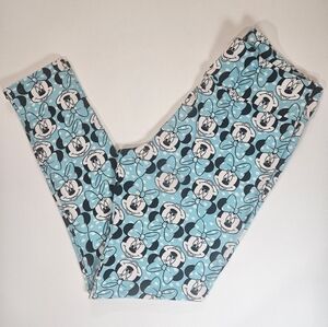 LuLaRoe Leggings Womens 30TC‎ Teal Black Minnie Mouse Disney Print Buttery Soft